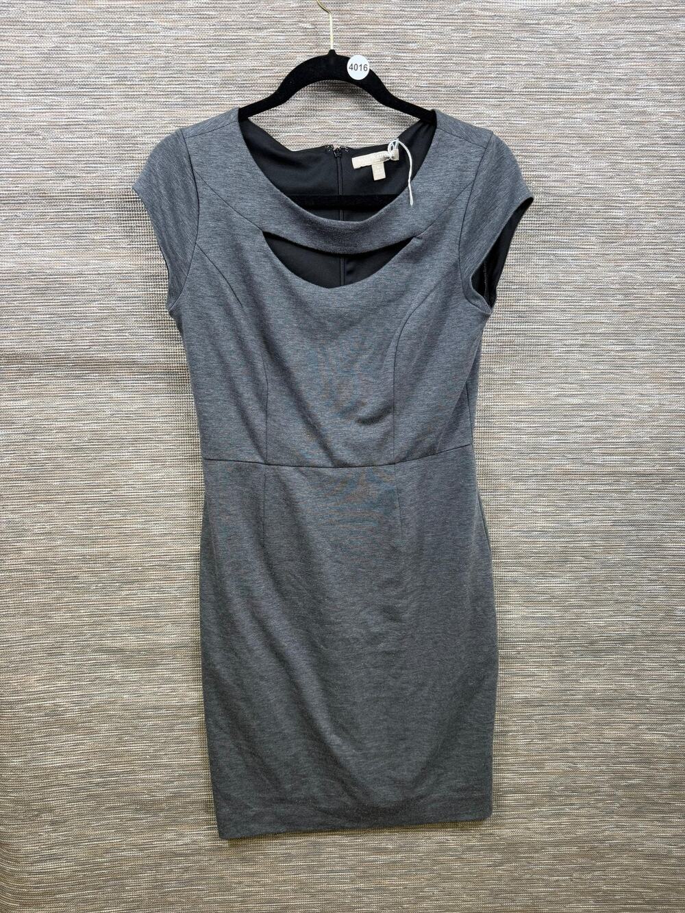 Banana Republic Dress Womens 6 Gray Knit Keyhole Sheath Knee Length Workwear